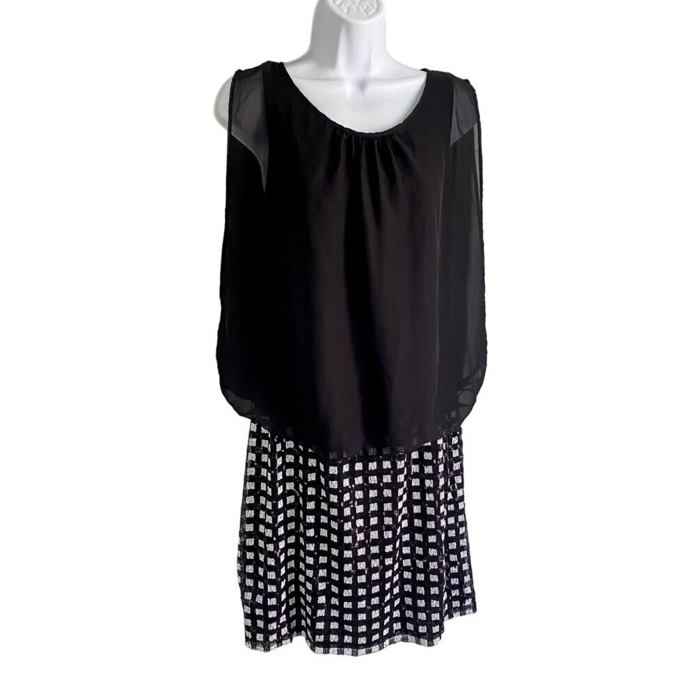 Scarlett Women's Black Sequin Checkered Dress Size 10 - Picture 2 of 11